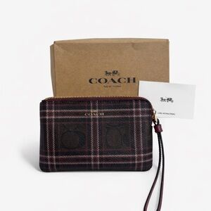 Coach Plaid Zip Wristlet